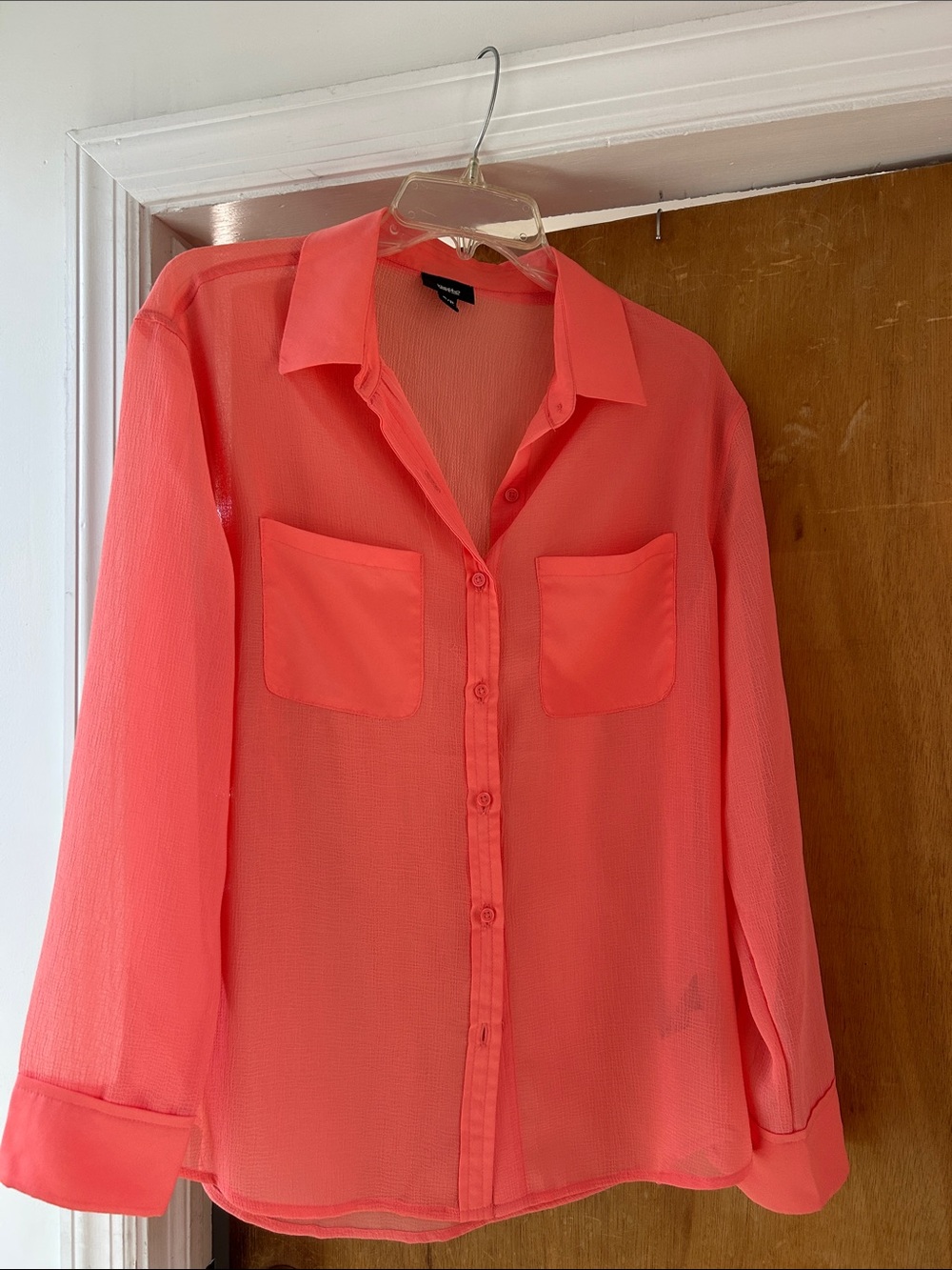Coral Sheer Button Down by Mossimo